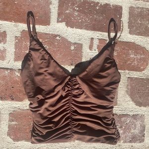 I.AM.GIA ruched  brown crop top size small